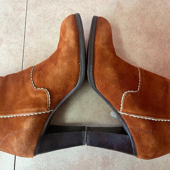 Shoe The Bear Bijou Caramel Suede Ankle Back Zip Booties - Picture 9 of 16